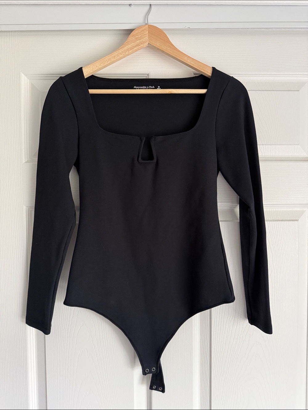 Abercrombie & Fitch Black Square-Neck Long Sleeve Bodysuit